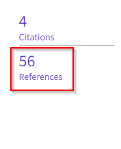 Text showing 4 citations and 56 references, with a red box around "56 references"